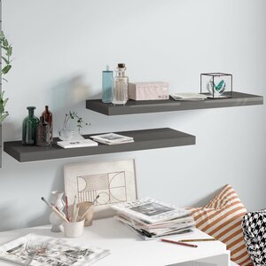 vidaXL Étagère murale flottante 2 Pièces Gris brillant 80x23 5x3 8 cm MDF