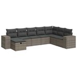 vidaXL Salon de jardin 8 Pièces avec coussins gris résine tressée