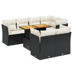 vidaXL Salon de jardin 8 Pièces avec coussins noir résine tressée