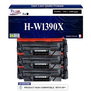 T3AZUR -3x Toners compatibles avec HP W1390X (139X) pour HP LaserJet Pro 3001dn  3001dw  3002dn  3002dw  3003dn  3003dw  3004dn  3004dw