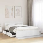 vidaXL Cadre de lit 2 Pièces Blanc 150 x 200 cm Bois d'ingénierie