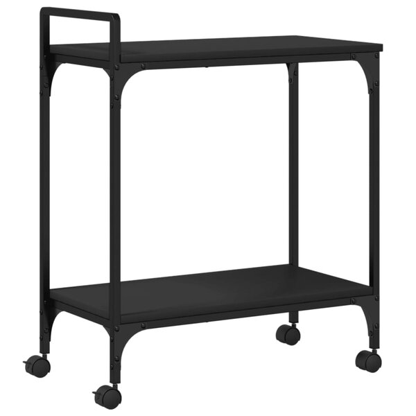 vidaXL Chariot de cuisine noir 60 5x31x72 5 cm bois d'ingénierie