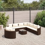 vidaXL Salon de jardin 10 Pièces avec coussins marron résine tressée