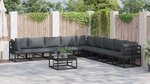 vidaXL Ensemble de canapé de jardin avec coussin 10 Pièces Noir Aluminium