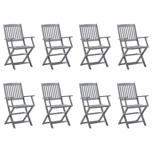 vidaXL Chaises pliables d'extérieur lot de 8 et coussins Bois d'acacia