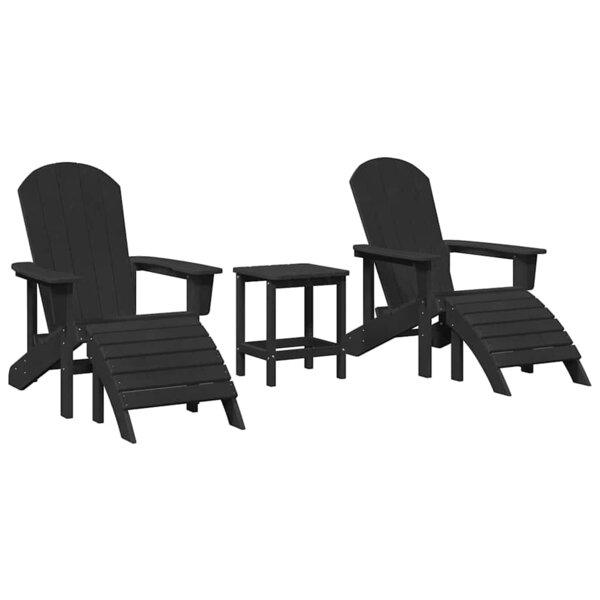 vidaXL Chaise de jardin 3 Pièces Noir Polyéthylène