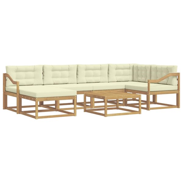vidaXL Ensemble de canapés d'extérieur 7 Pièces Blanc et crème