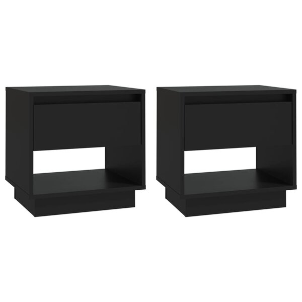 vidaXL Tables de chevet 2 Pièces Noir 45x34x44 cm Aggloméré