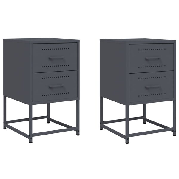 vidaXL Tables de chevet 2 Pièces anthracite 36x39x60 5 cm acier