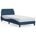 vidaXL Cadre de lit avec tête de lit Dover bleu 90x190 cm tissu