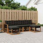 vidaXL Ensemble de canapés d'extérieur 6 pc Naturel et noir
