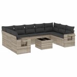 vidaXL Salon de jardin avec coussins 10 Pièces gris clair résine tressée
