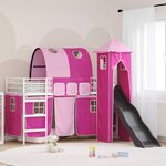 vidaXL Lit mezzanine pour enfants Blanc et rose 90 x 190 cm Métал