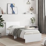 vidaXL Cadre de lit avec tête de lit et lumières LED blanc 90x190 cm