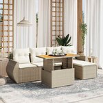 vidaXL Salon de jardin avec coussins 6 Pièces beige résine tressée