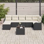 vidaXL Ensemble de canapé de jardin 8 Pièces Noir et blanc Poly rotin