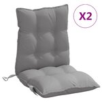 vidaXL Coussins de chaise à dossier bas lot de 2 gris tissu oxford