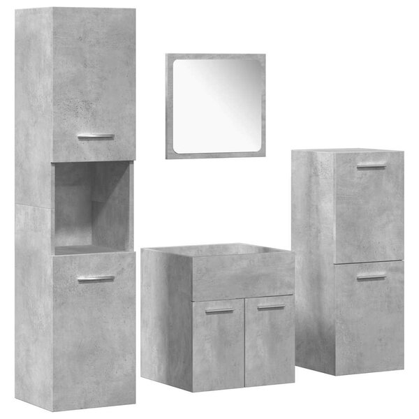 vidaXL Ensemble de meubles de salle de bain 4 Pièces gris béton