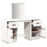 vidaXL Ensemble de coiffeuse avec miroir Blanc Bois de pin solide