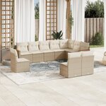 vidaXL Salon de jardin avec coussins 10 Pièces beige résine tressée