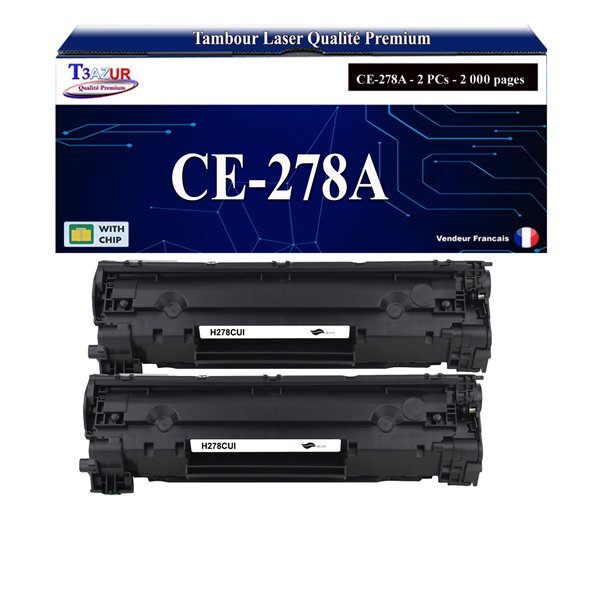 T3AZUR - 2x Toners compatibles avec HP CE278A (78A) pour HP LaserJet Pro M1530  M1536  M1536DNF  P1560  P1566  P1606DN