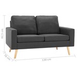 vidaXL Ensemble de canapés 2 Pièces Tissu Gris foncé