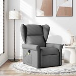 vidaXL Fauteuil inclinable de massage en tissu gris foncé