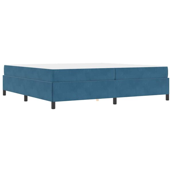 vidaXL Cadre de lit Bleu foncé et blanc 200 x 200 cm Velours