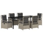 vidaXL Ensemble de Salle à Manger de Jardin de 7 Pièces Gris Clair Rattan Poly