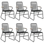vidaXL Ensemble à dîner de jardin 7 Pièces Noir Rotin PVC