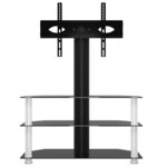 vidaXL Meuble TV d'angle 3 niveaux pour 32-70 pouces noir et argenté
