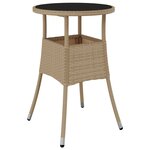 vidaXL Ensemble à manger de jardin et coussins 3 Pièces beige rotin verre