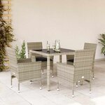 vidaXL Ensemble à manger de jardin avec coussins 5 Pièces rotin et verre