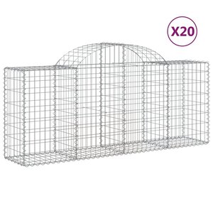 vidaXL Paniers à gabions arqués 20 Pièces 200x50x80/100 cm Fer galvanisé