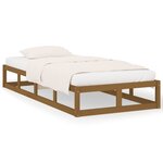 vidaXL Cadre de lit Marron miel 100x200 cm Bois massif