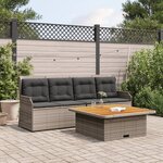 vidaXL Salon de jardin avec coussins 3 Pièces gris résine tressée