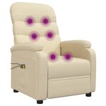 vidaXL Fauteuil électrique de massage Crème Tissu