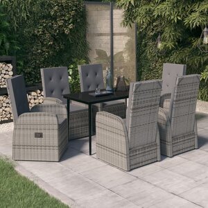 vidaXL Ensemble à manger de jardin avec coussins 7 Pièces Gris