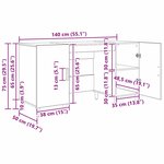 vidaXL Bureau Chêne artisanal 140 x 50 x 75 cm Bois d'ingénierie