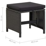 vidaXL Tabourets de jardin avec coussins lot de 2 Résine tressée Noir