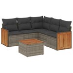 vidaXL Salon de jardin 6 Pièces avec coussins gris résine tressée
