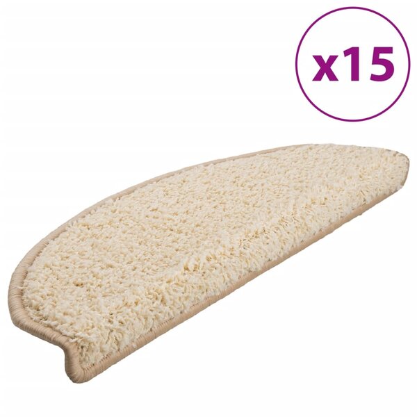 vidaXL Tapis d'escalier 15 Pièces crème 65x21x4 cm