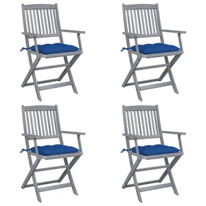 vidaXL Chaises pliables d'extérieur lot de 4 et coussins Bois d'acacia