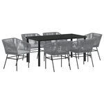 vidaXL Ensemble de Salle à Manger de Jardin 2 Pièces avec Coussins Gris en Poly Rattan