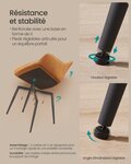 Chaise de salle à manger fauteuil siège rembourrée avec accoudoirs largeur d’assise 49 cm pieds en métal revêtement en velours charge 110 kg pour salon chambre marron 12_0004908