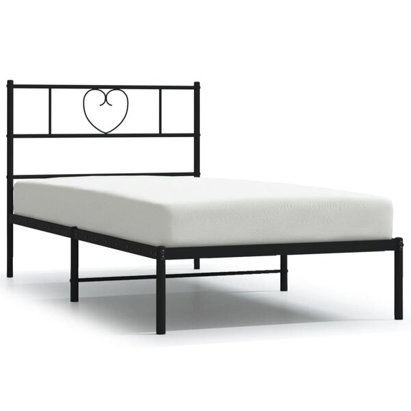 vidaXL Cadre de lit métal sans matelas avec tête de lit noir 80x200 cm