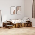 vidaXL Lit de rangement Chêne fumé 100x200 cm