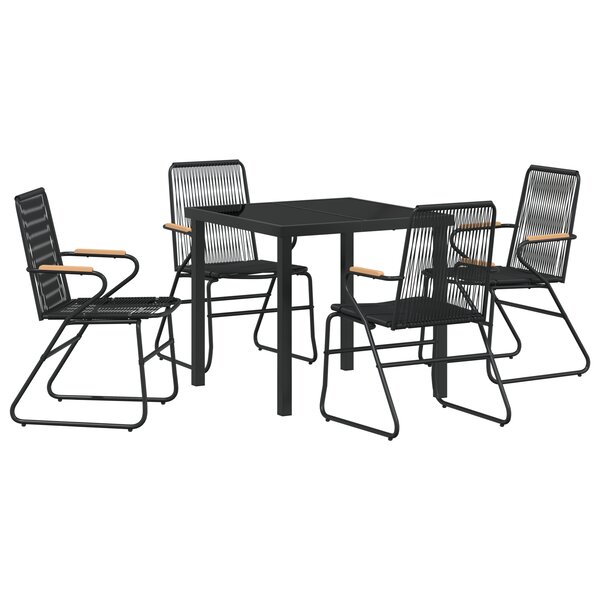 vidaXL Ensemble de salle à manger de jardin 5 pièces Noir Rotin PVC