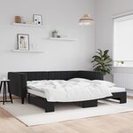 vidaXL Lit de jour avec gigogne sans matelas noir 100x200 cm