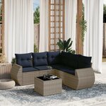 vidaXL Salon de jardin 6 Pièces avec coussins gris résine tressée